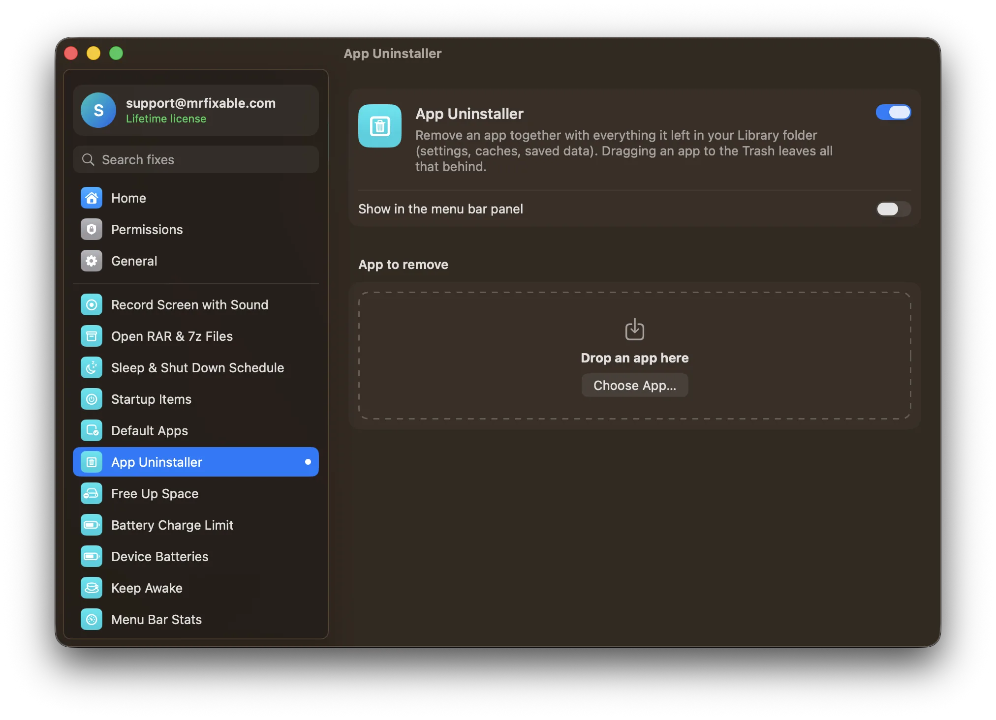 App Uninstaller in MrFixable