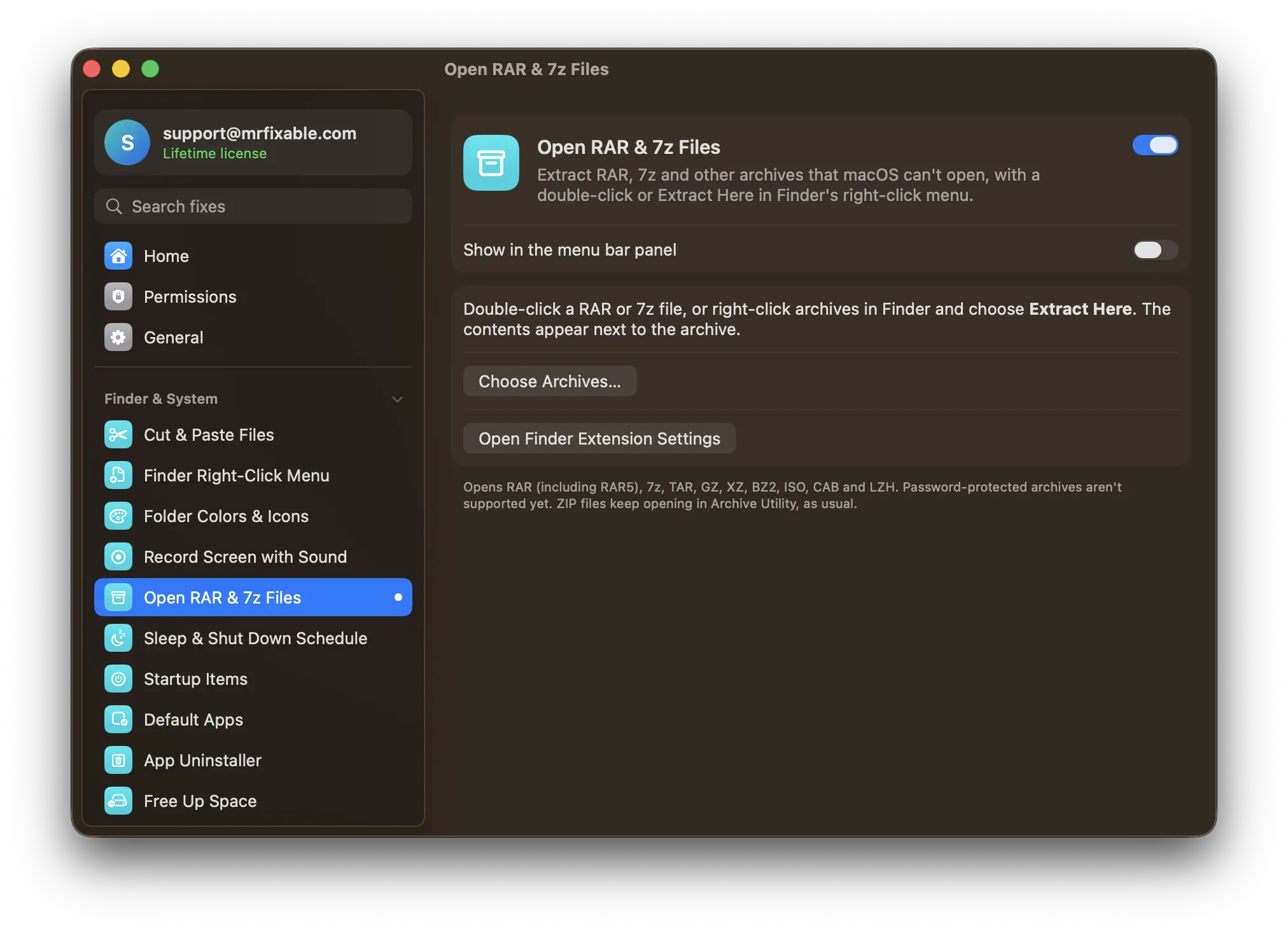 Open RAR & 7z Files in MrFixable