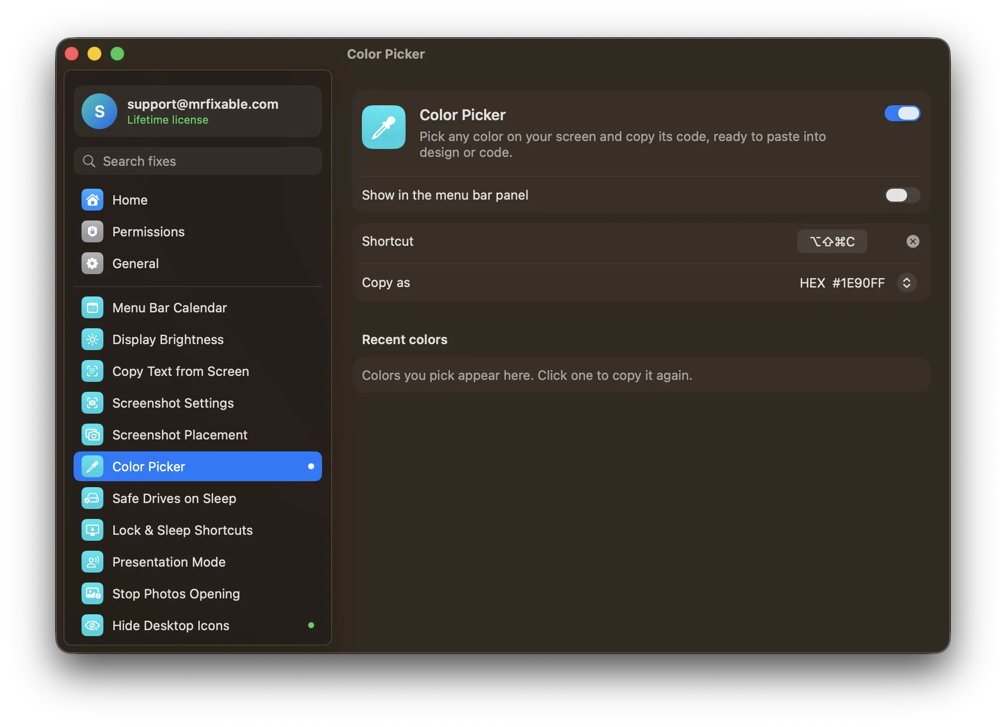 Color Picker in MrFixable