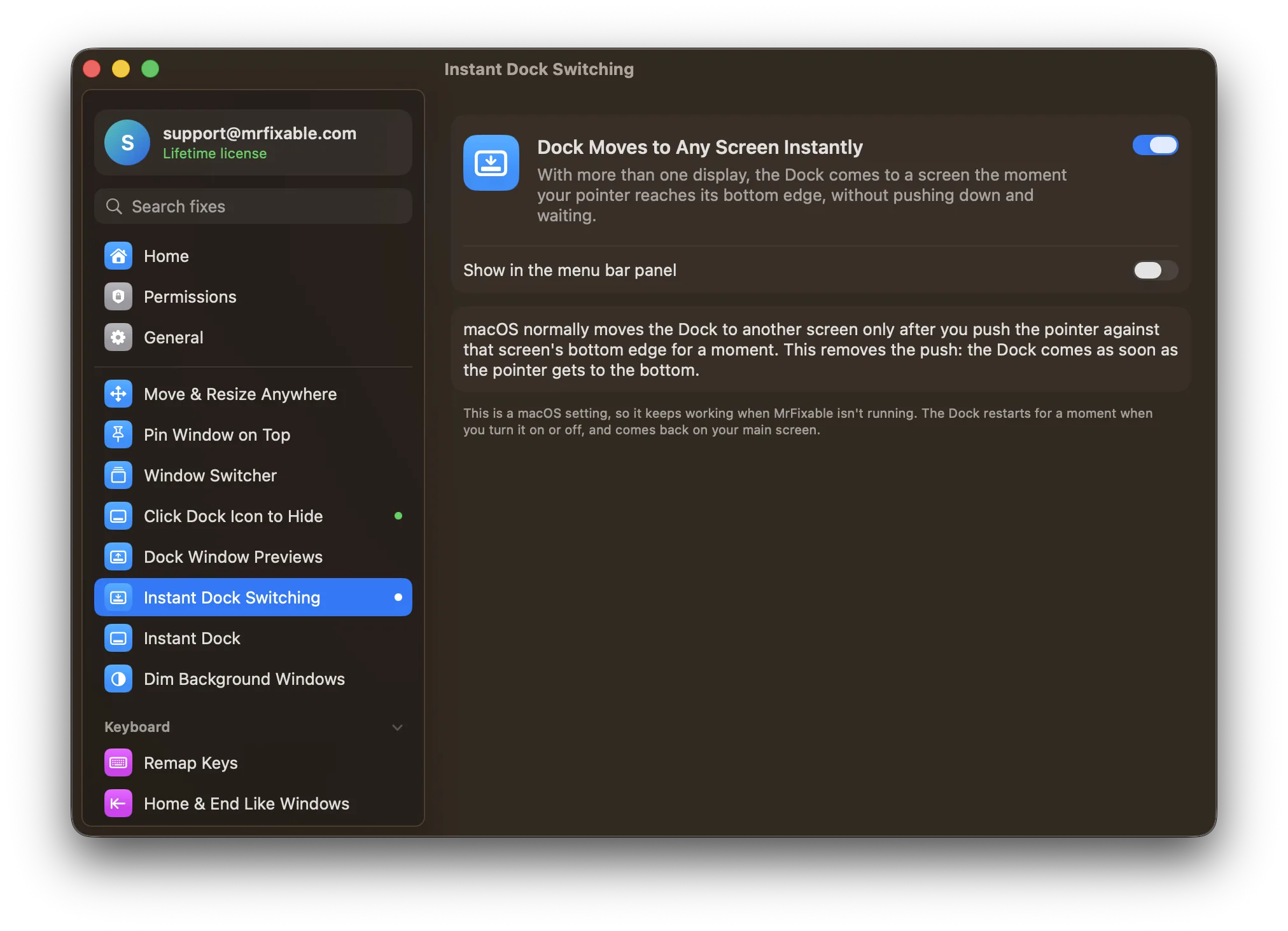 Dock Moves to Any Screen Instantly in MrFixable
