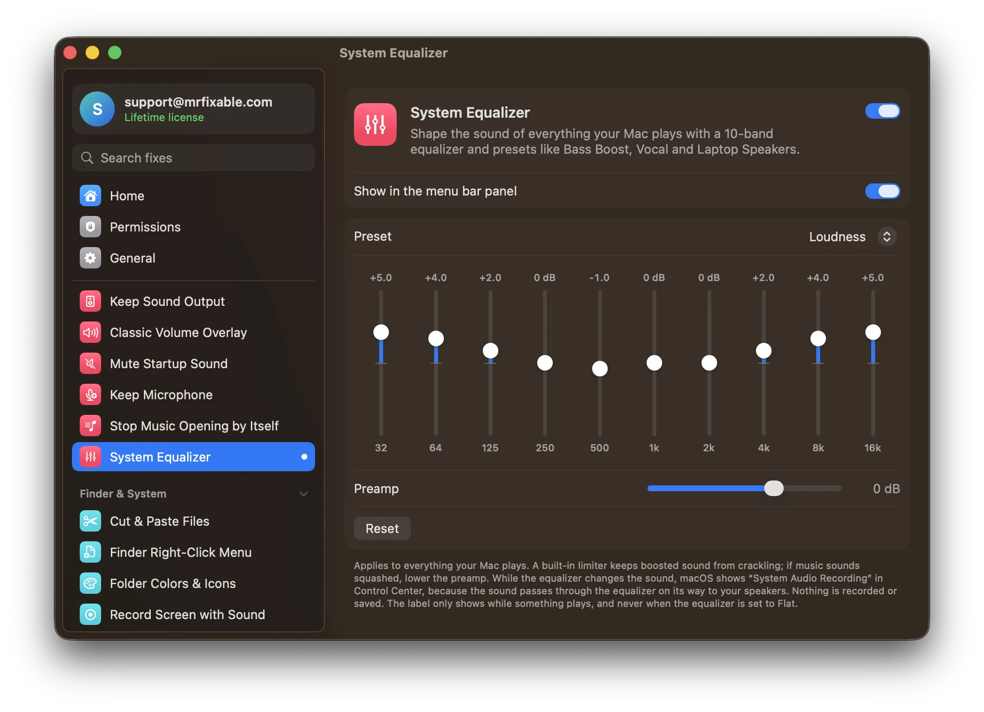 System Equalizer in MrFixable