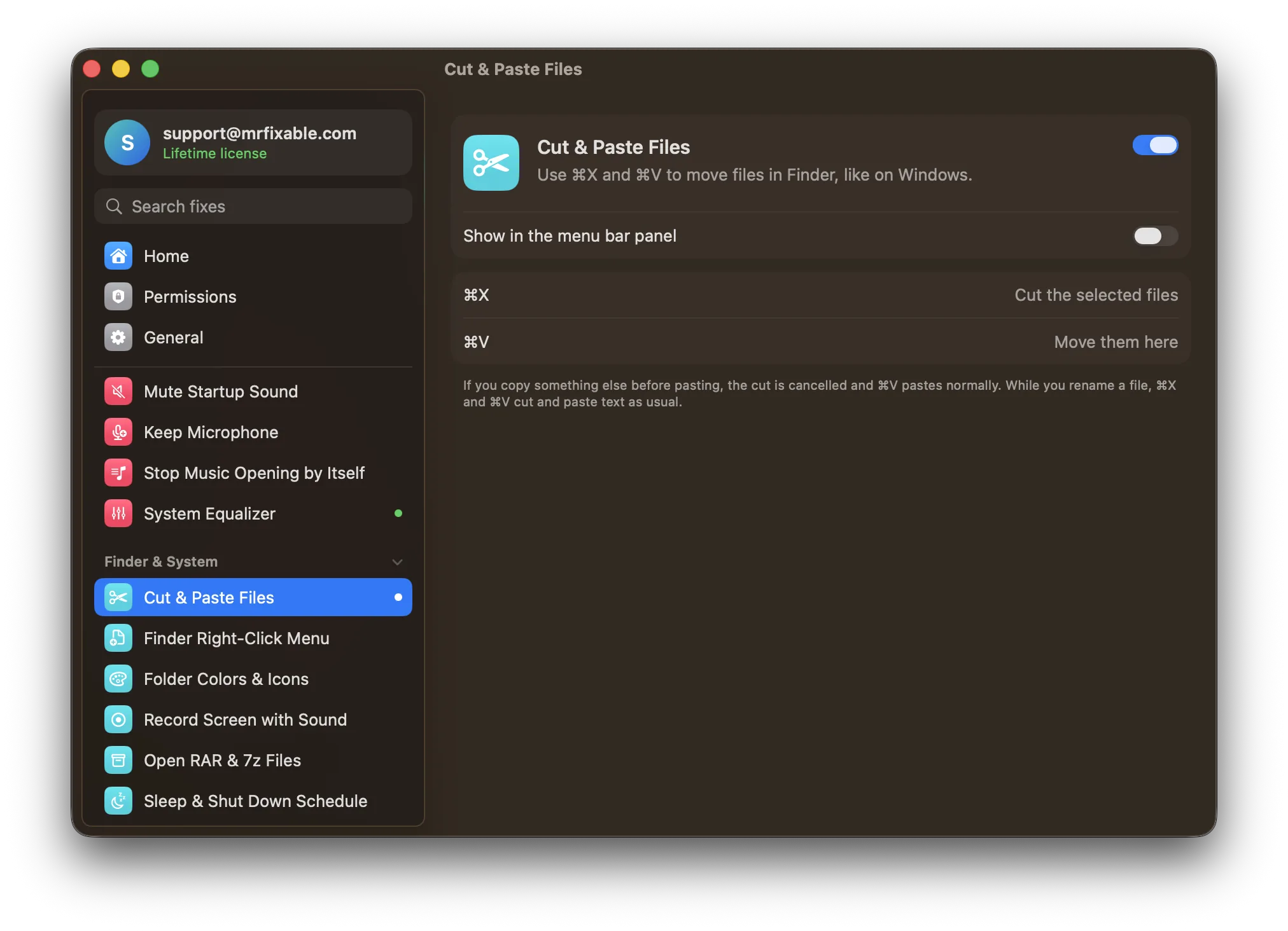 Cut & Paste Files in MrFixable