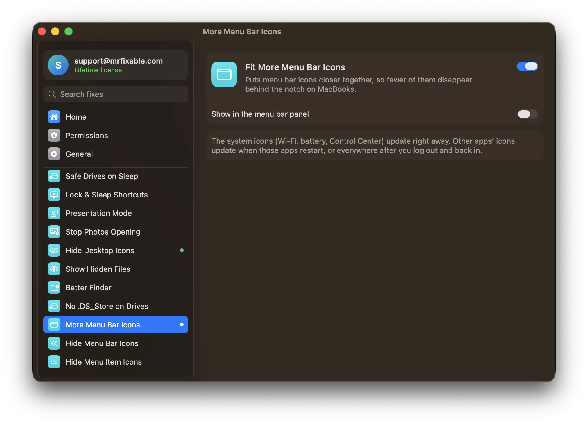 Fit More Menu Bar Icons in MrFixable