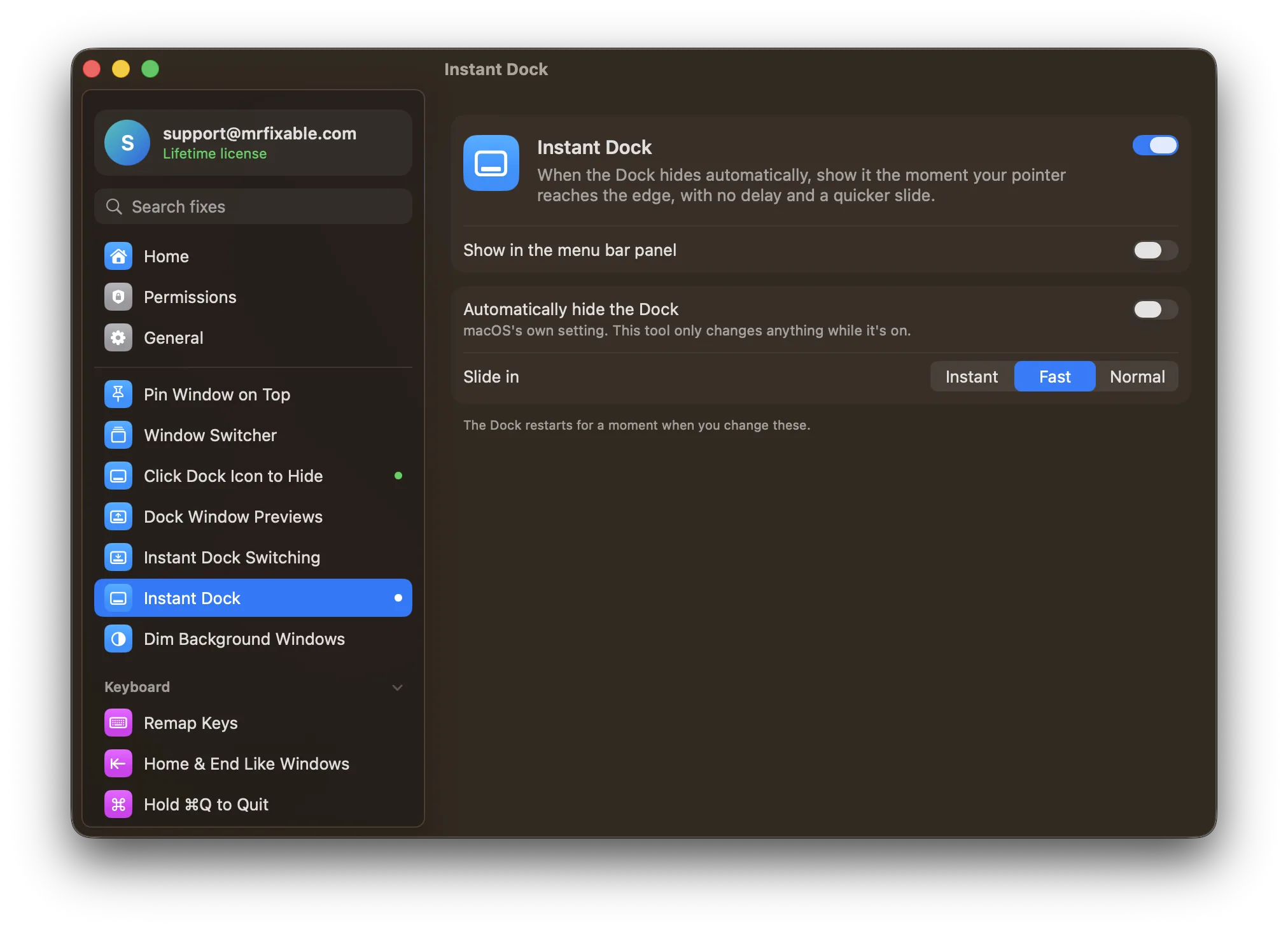 Instant Dock in MrFixable