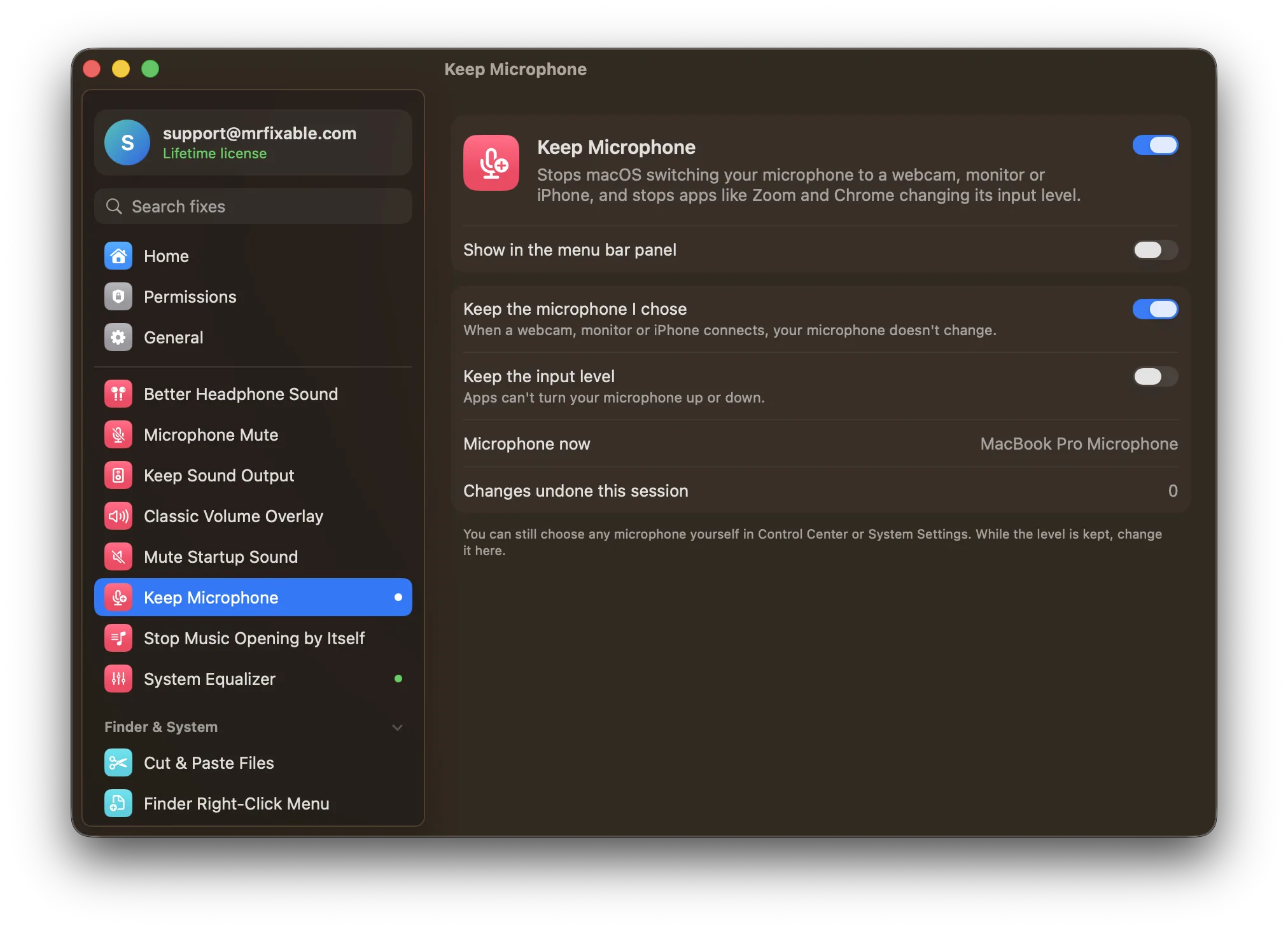 Keep Microphone in MrFixable