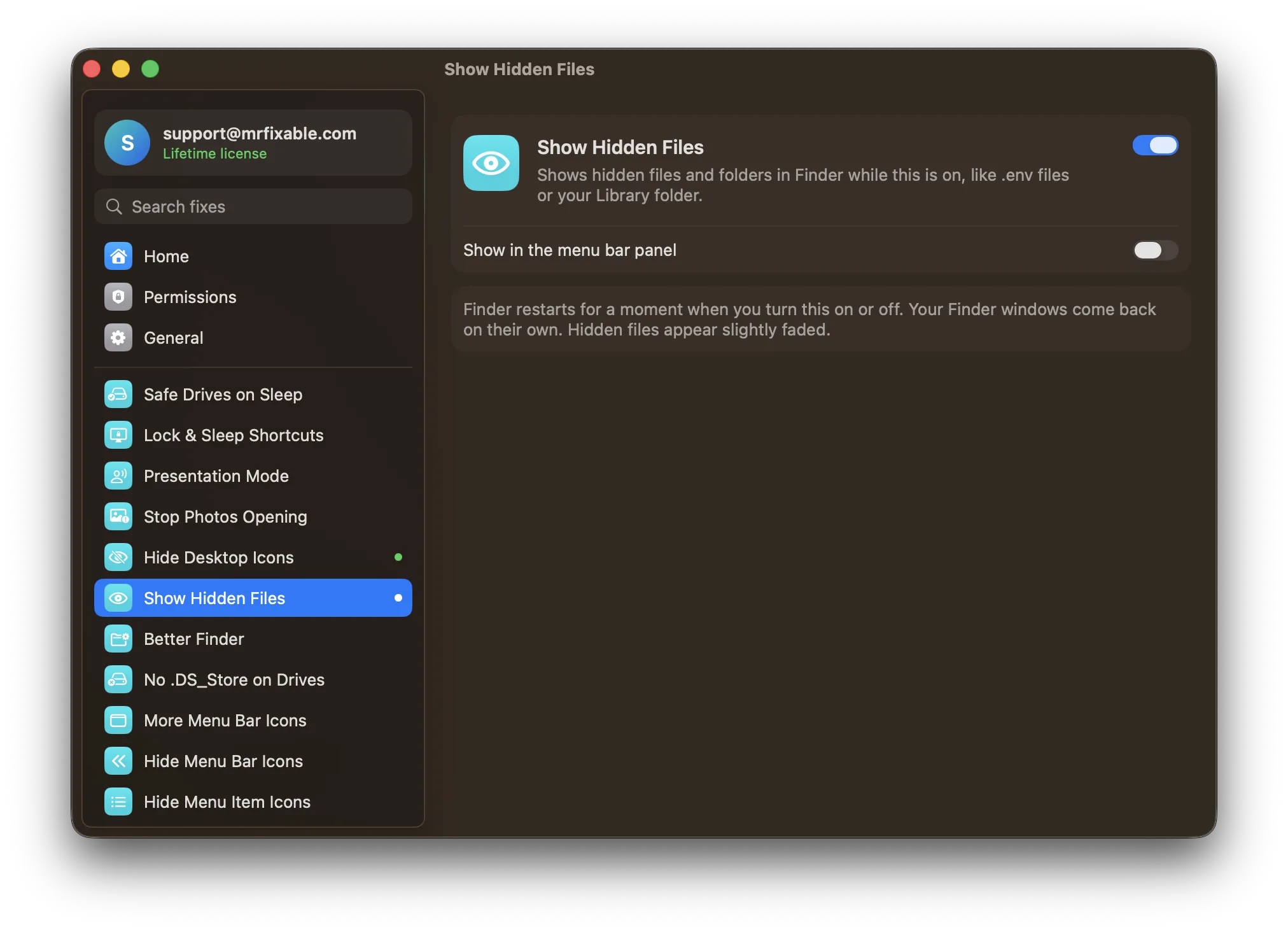 Show Hidden Files in MrFixable