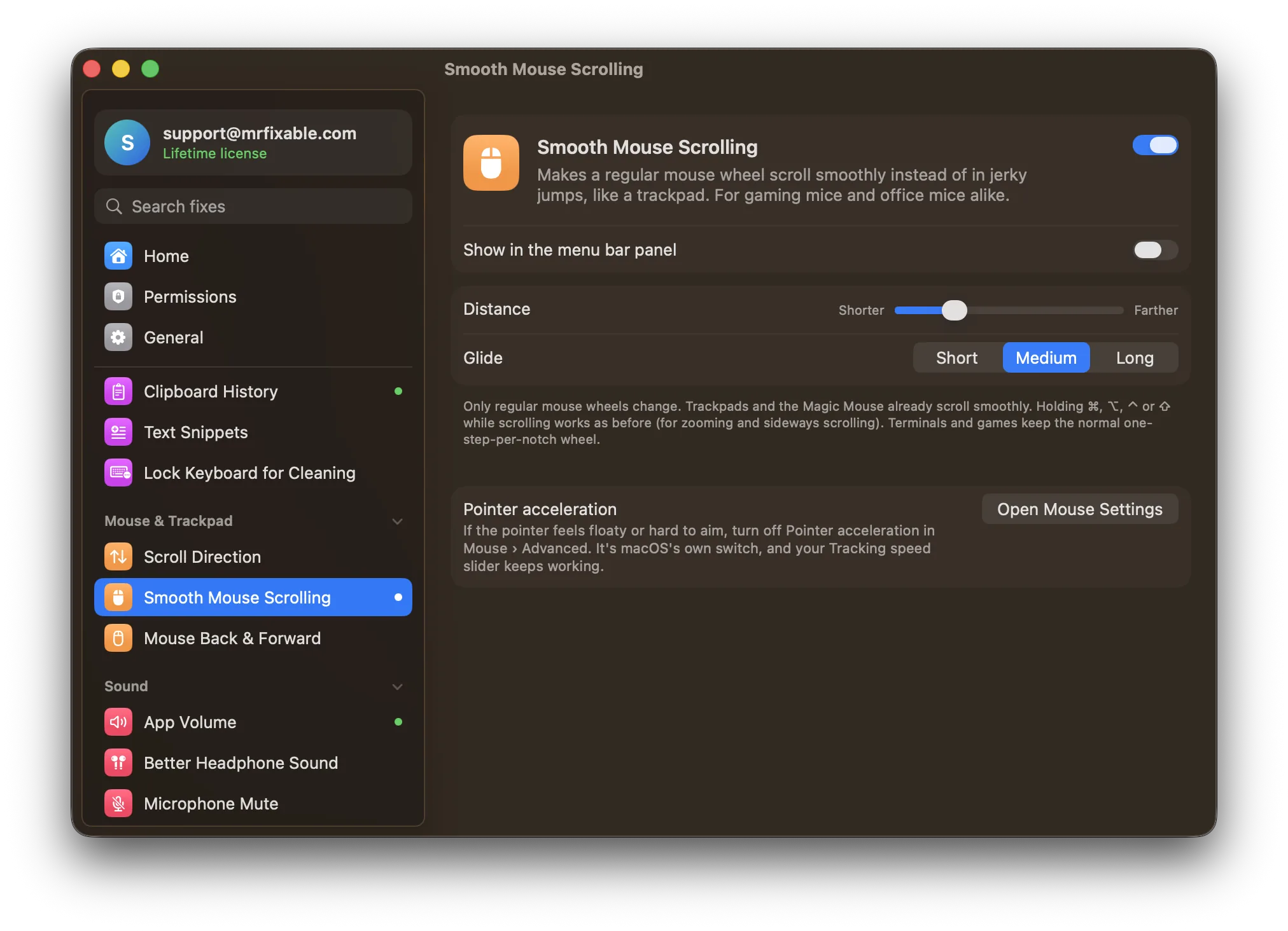 Smooth Mouse Scrolling in MrFixable