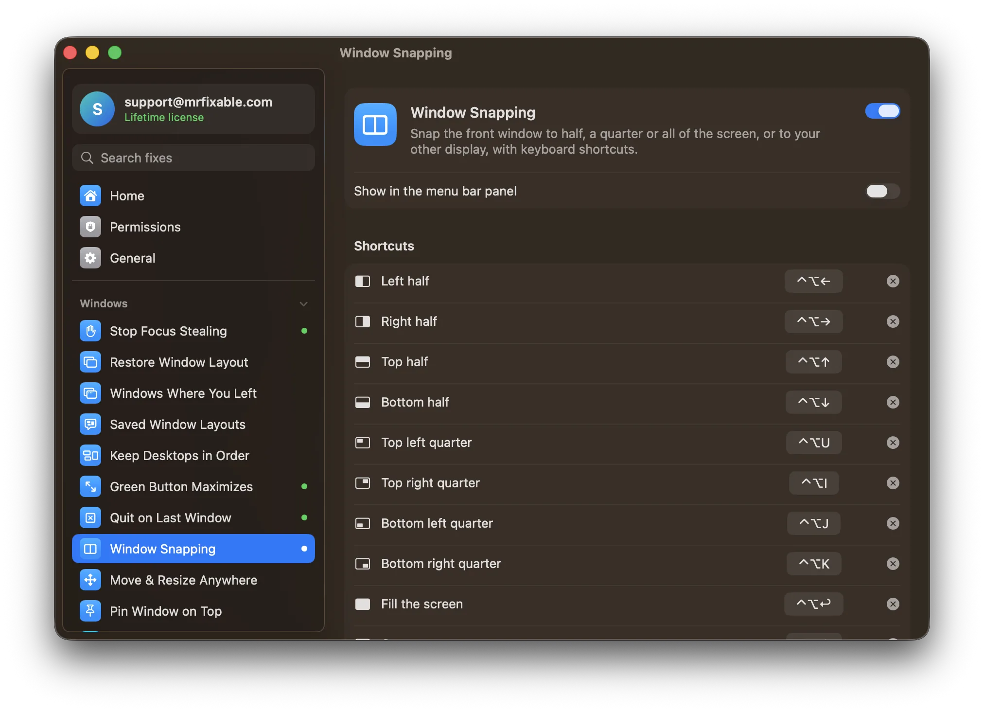 Window Snapping in MrFixable